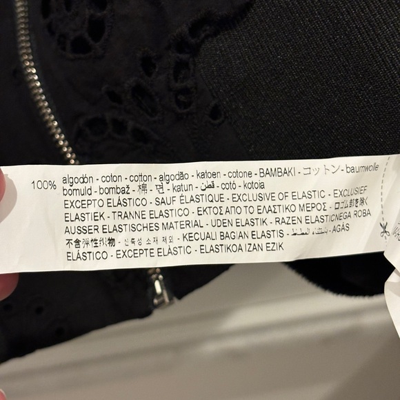 NWOT Zara Embroidered Eyelet Bomber Jacket Cropped Black Size Medium - Picture 10 of 14